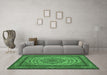 Machine Washable Persian Emerald Green Traditional Area Rugs in a Living Room,, wshtr1emgrn