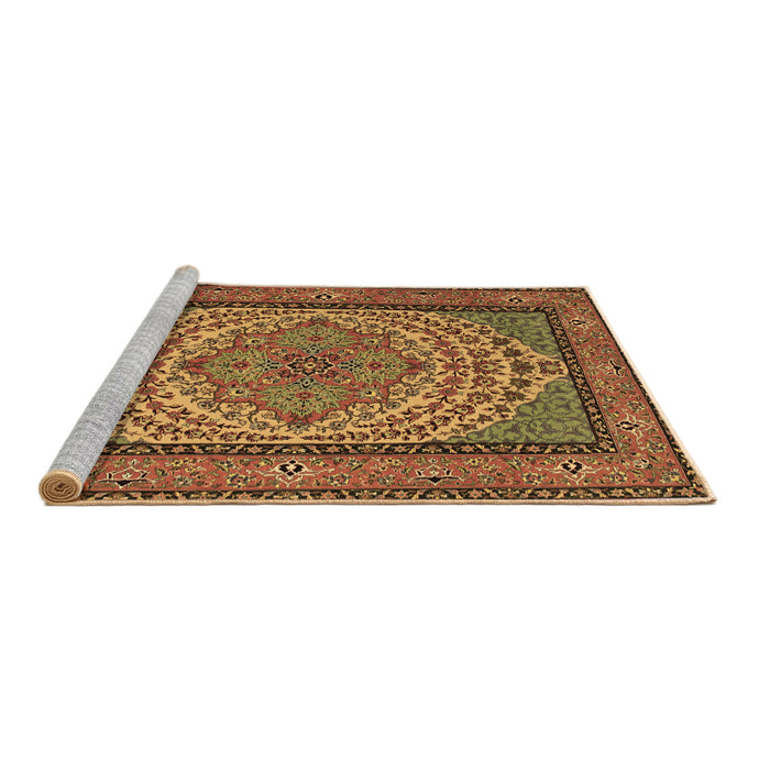 Sideview of Machine Washable Persian Brown Traditional Rug, wshtr1brn