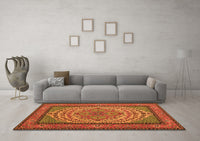 Machine Washable Persian Orange Traditional Rug, wshtr1org