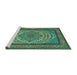 Sideview of Machine Washable Persian Turquoise Traditional Area Rugs, wshtr1turq