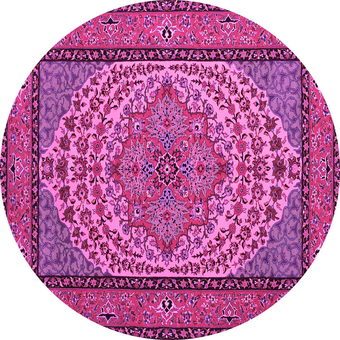 Round Machine Washable Persian Pink Traditional Rug, wshtr1pnk