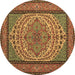 Round Persian Brown Traditional Rug, tr1brn