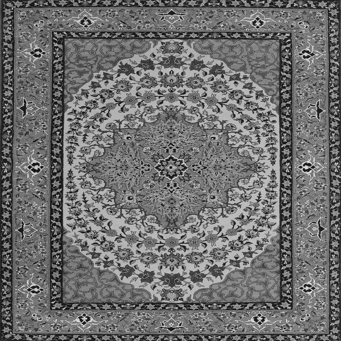 Round Machine Washable Persian Gray Traditional Rug, wshtr1gry