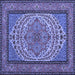 Square Machine Washable Persian Blue Traditional Rug, wshtr1blu