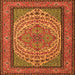 Round Machine Washable Persian Orange Traditional Area Rugs, wshtr1org