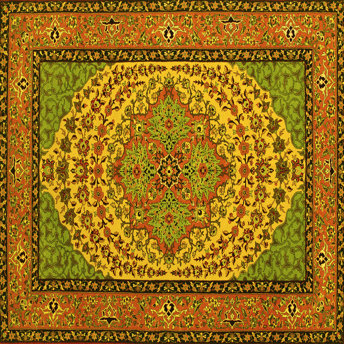 Square Machine Washable Persian Yellow Traditional Rug, wshtr1yw