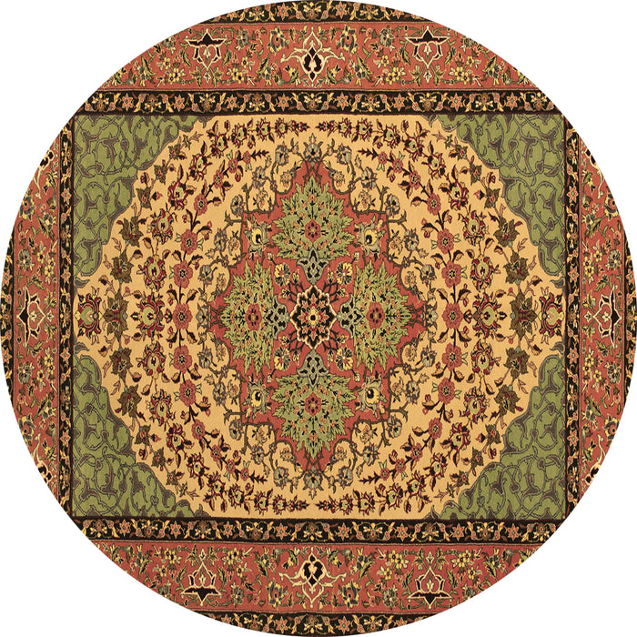 Round Machine Washable Persian Brown Traditional Rug, wshtr1brn