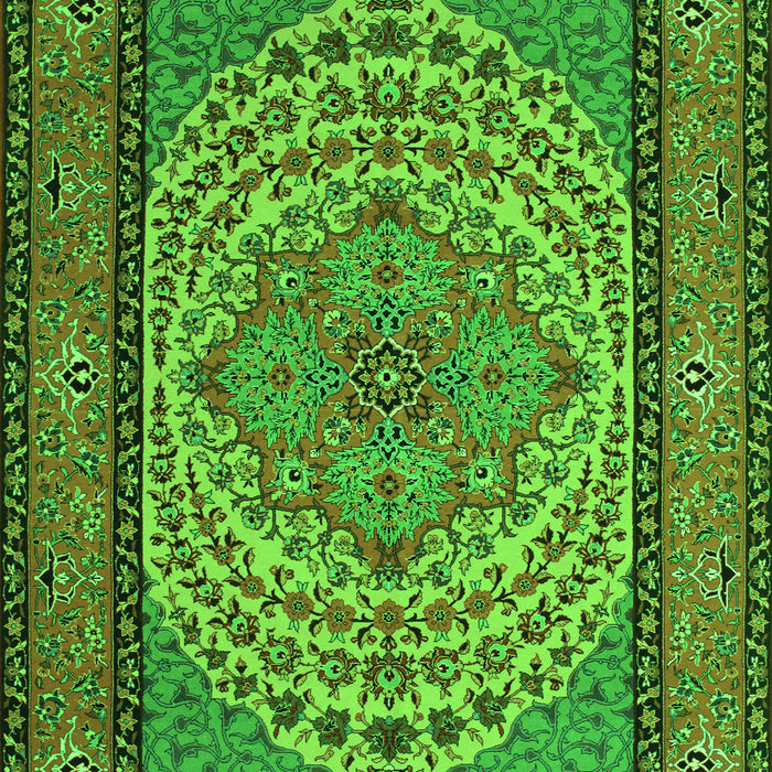 Serging Thickness of Machine Washable Persian Green Traditional Area Rugs, wshtr1grn