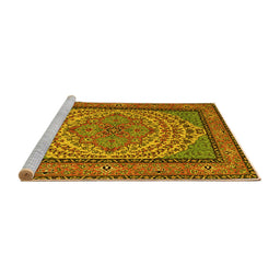 Sideview of Machine Washable Persian Yellow Traditional Rug, wshtr1yw