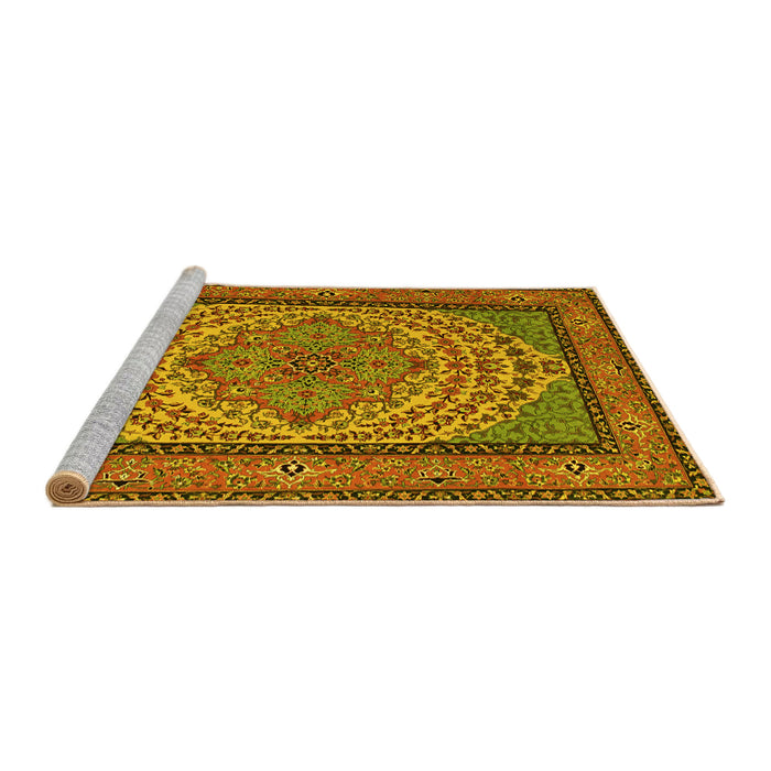 Sideview of Machine Washable Persian Yellow Traditional Rug, wshtr1yw