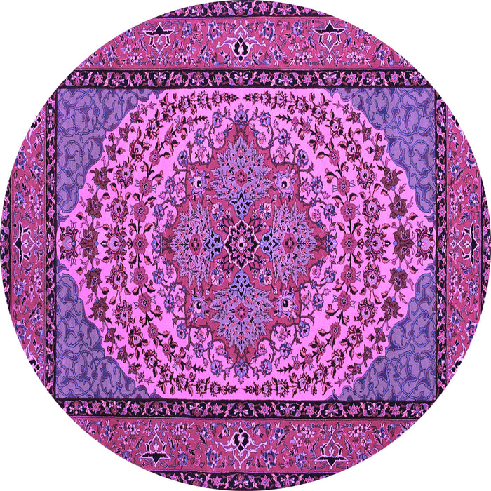 Round Machine Washable Persian Purple Traditional Area Rugs, wshtr1pur