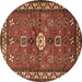 Round Persian Brown Traditional Rug, tr2000brn