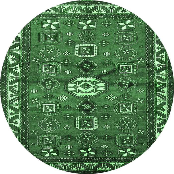 Round Persian Emerald Green Traditional Rug, tr2000emgrn
