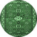 Round Persian Emerald Green Traditional Rug, tr2000emgrn