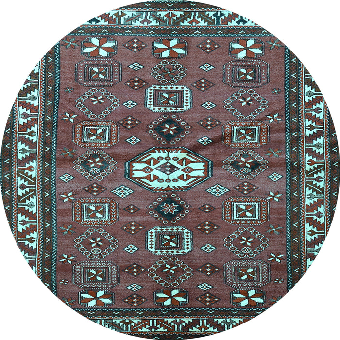 Round Machine Washable Persian Light Blue Traditional Rug, wshtr2000lblu