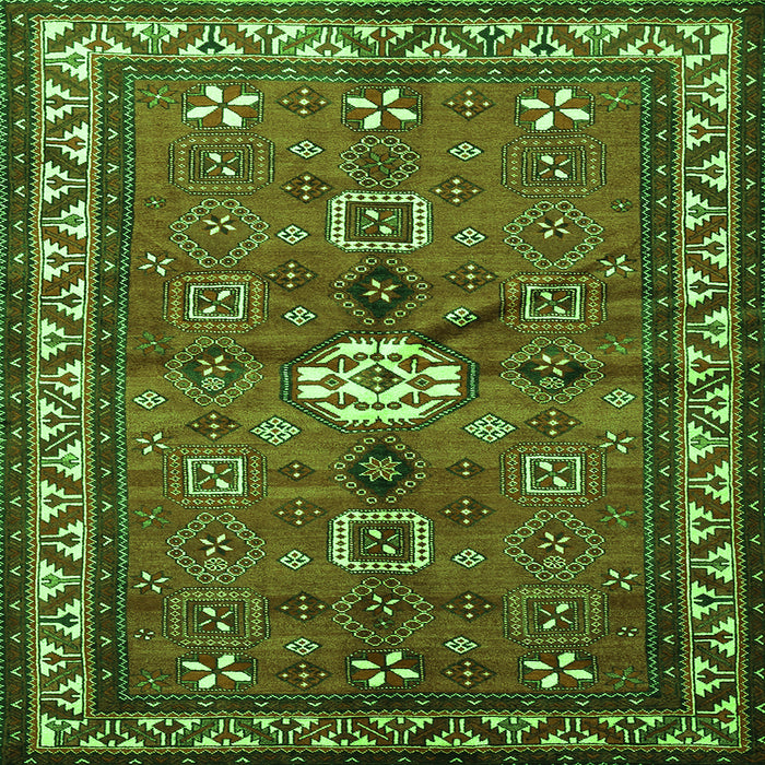 Round Machine Washable Persian Green Traditional Area Rugs, wshtr2000grn