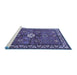 Sideview of Machine Washable Persian Blue Traditional Rug, wshtr2000blu