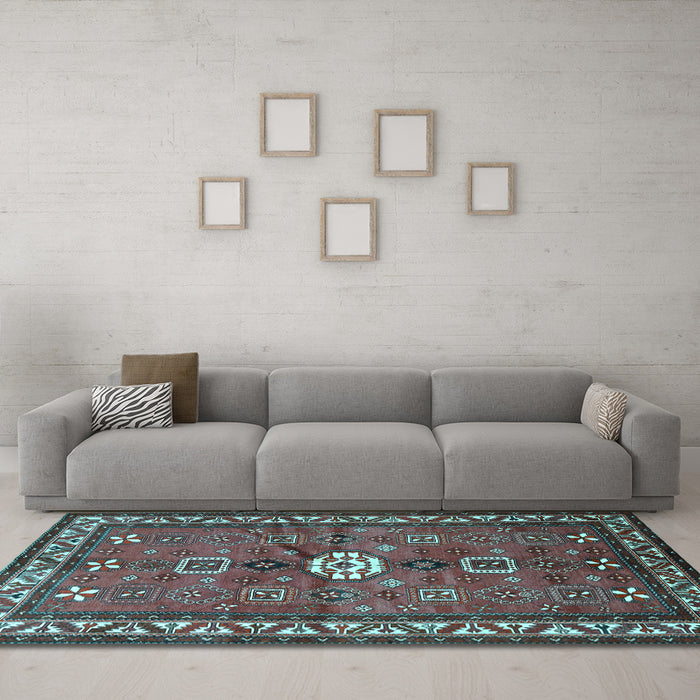 Machine Washable Persian Light Blue Traditional Rug in a Living Room, wshtr2000lblu