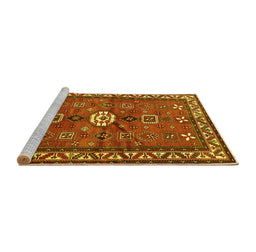 Sideview of Machine Washable Persian Yellow Traditional Rug, wshtr2000yw