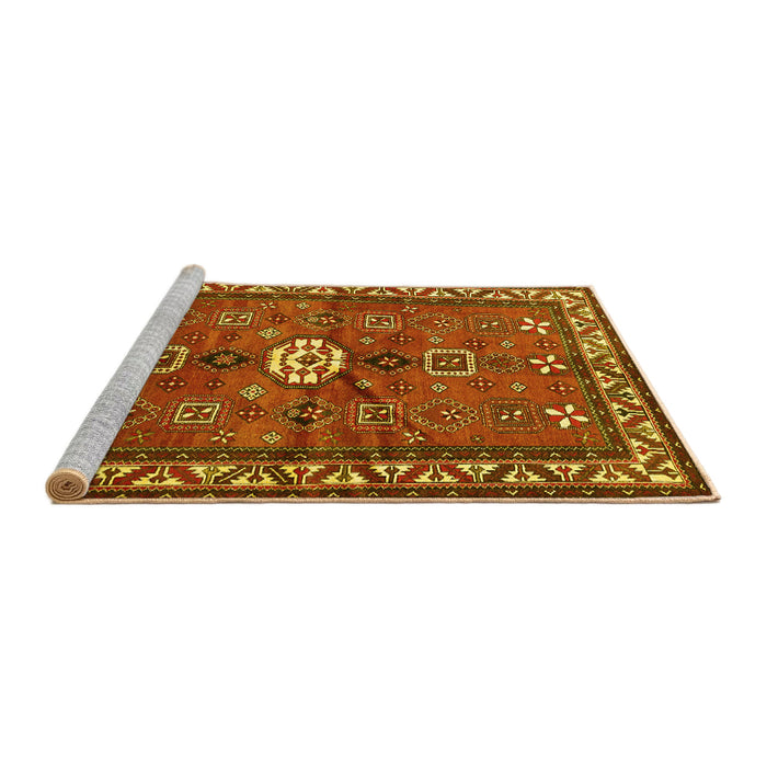 Sideview of Machine Washable Persian Yellow Traditional Rug, wshtr2000yw