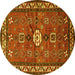 Round Persian Yellow Traditional Rug, tr2000yw