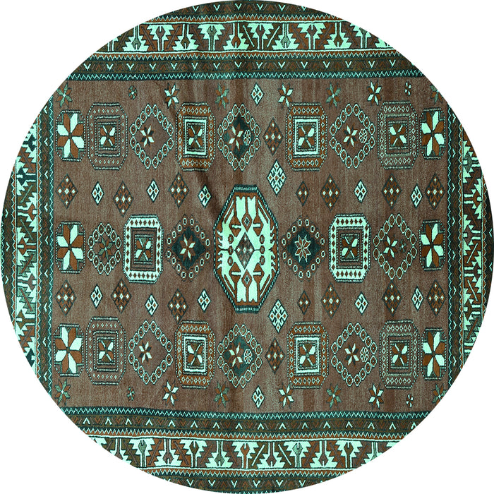 Round Persian Turquoise Traditional Rug, tr2000turq