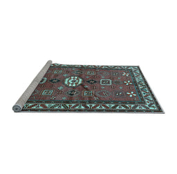Sideview of Machine Washable Persian Light Blue Traditional Rug, wshtr2000lblu