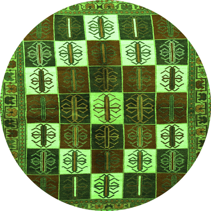 Square Persian Green Traditional Rug, tr2001grn