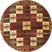 Round Persian Brown Traditional Rug, tr2001brn