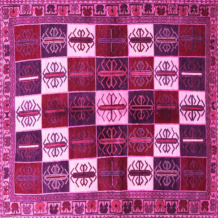 Square Machine Washable Persian Pink Traditional Rug, wshtr2001pnk