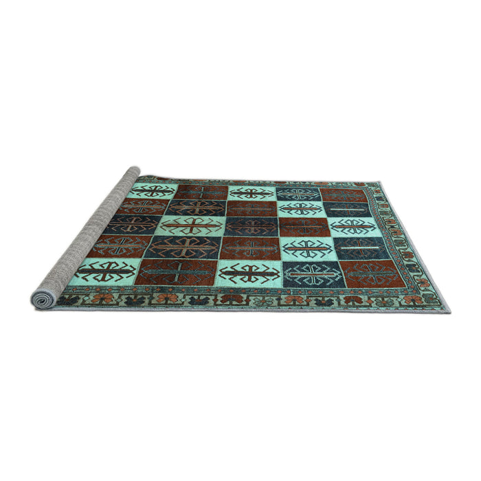 Sideview of Machine Washable Persian Light Blue Traditional Rug, wshtr2001lblu