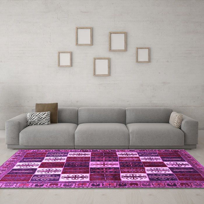 Machine Washable Persian Purple Traditional Area Rugs in a Living Room, wshtr2001pur