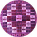 Round Machine Washable Persian Purple Traditional Area Rugs, wshtr2001pur