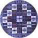 Round Machine Washable Persian Blue Traditional Rug, wshtr2001blu