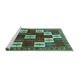 Sideview of Machine Washable Persian Turquoise Traditional Area Rugs, wshtr2001turq