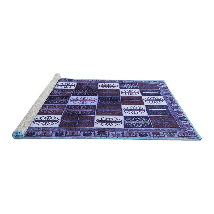 Sideview of Machine Washable Persian Blue Traditional Rug, wshtr2001blu