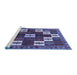 Sideview of Machine Washable Persian Blue Traditional Rug, wshtr2001blu