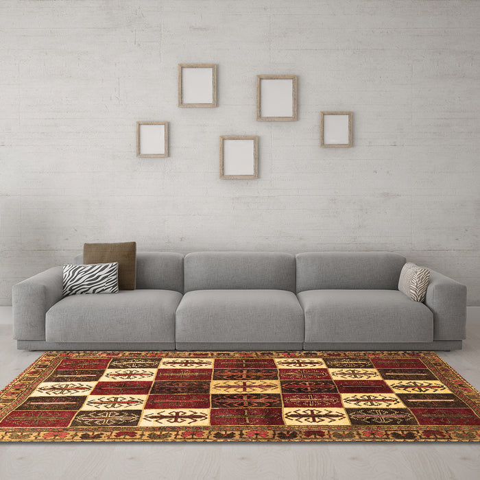 Machine Washable Persian Brown Traditional Rug in a Living Room,, wshtr2001brn