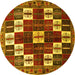 Round Persian Yellow Traditional Rug, tr2001yw