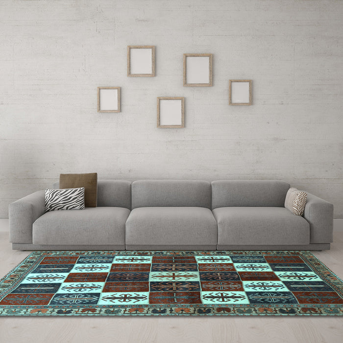 Machine Washable Persian Light Blue Traditional Rug in a Living Room, wshtr2001lblu