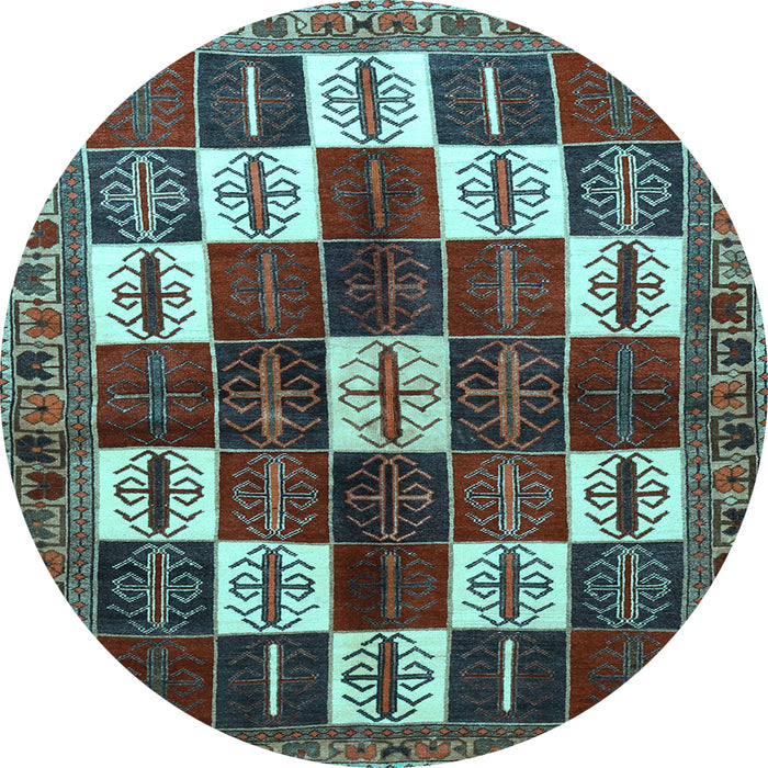 Round Machine Washable Persian Light Blue Traditional Rug, wshtr2001lblu