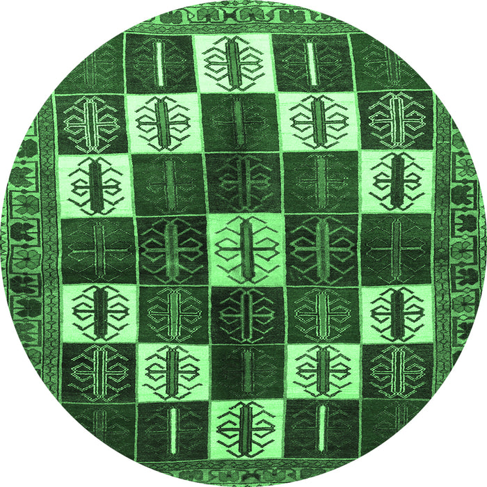Round Persian Emerald Green Traditional Rug, tr2001emgrn