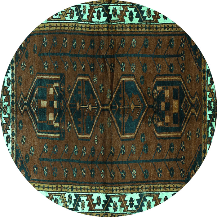 Round Persian Turquoise Traditional Rug, tr2002turq