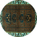Round Persian Turquoise Traditional Rug, tr2002turq