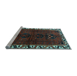 Sideview of Machine Washable Persian Light Blue Traditional Rug, wshtr2002lblu