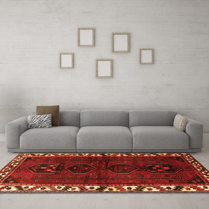 Machine Washable Persian Orange Traditional Area Rugs in a Living Room, wshtr2002org