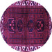 Round Machine Washable Persian Purple Traditional Area Rugs, wshtr2002pur