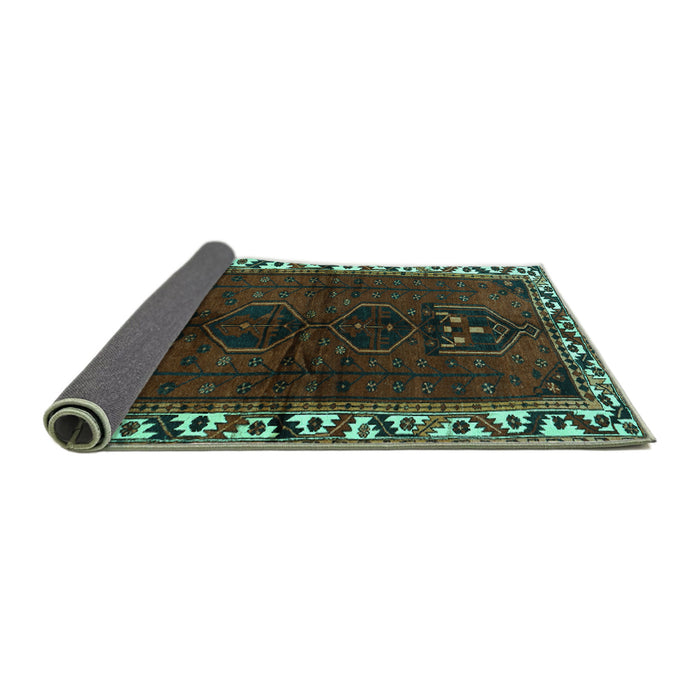 Sideview of Persian Turquoise Traditional Rug, tr2002turq