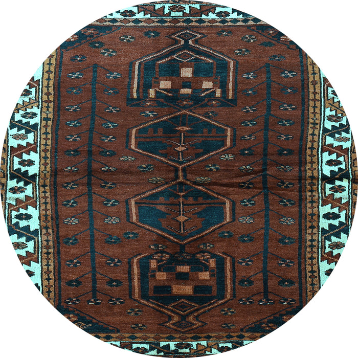 Round Machine Washable Persian Light Blue Traditional Rug, wshtr2002lblu