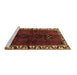 Sideview of Machine Washable Persian Brown Traditional Rug, wshtr2002brn